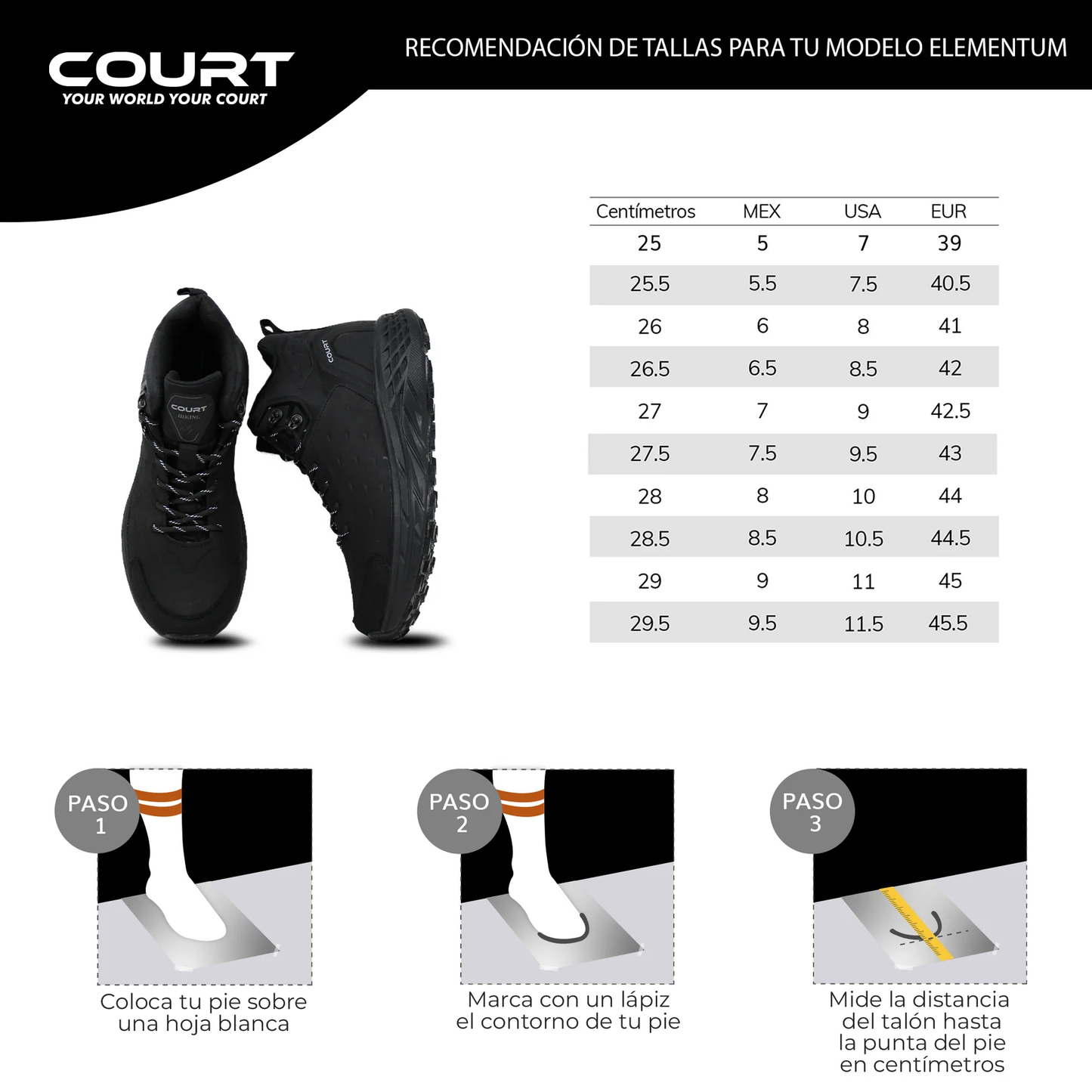 Bota Senderismo Trail Running Dama Court 3643 Elementum Piel
