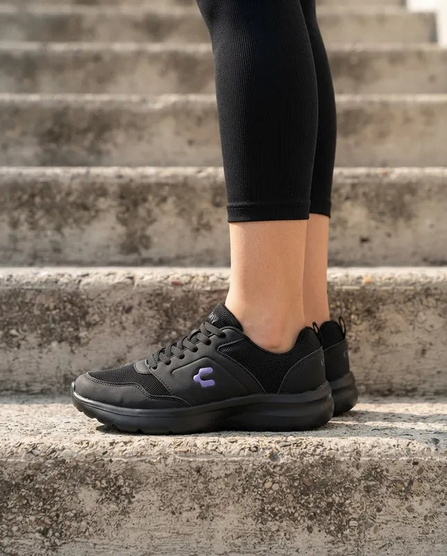 Tenis Mujer Charly 1043405 Running Gym Ligeros Negros