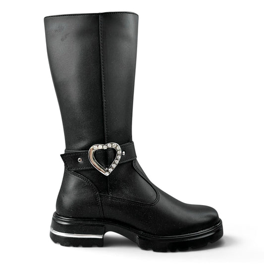 Botas Yuyin Niña Juvenil 26671 Negras Corazón Cierre 22-25