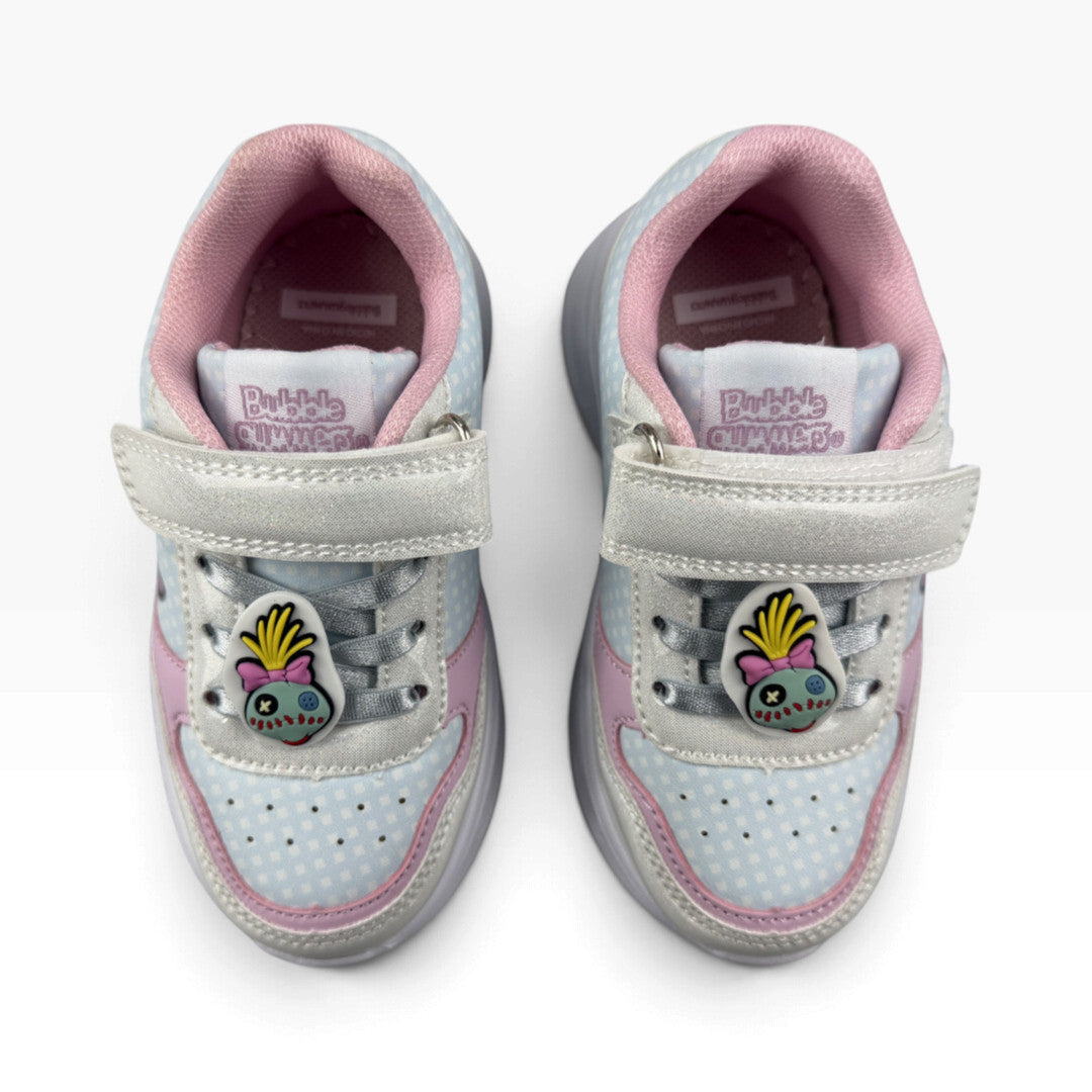 Tenis Bubble Gummers Stitch Niña Bibiana Luces Blanco Rosa