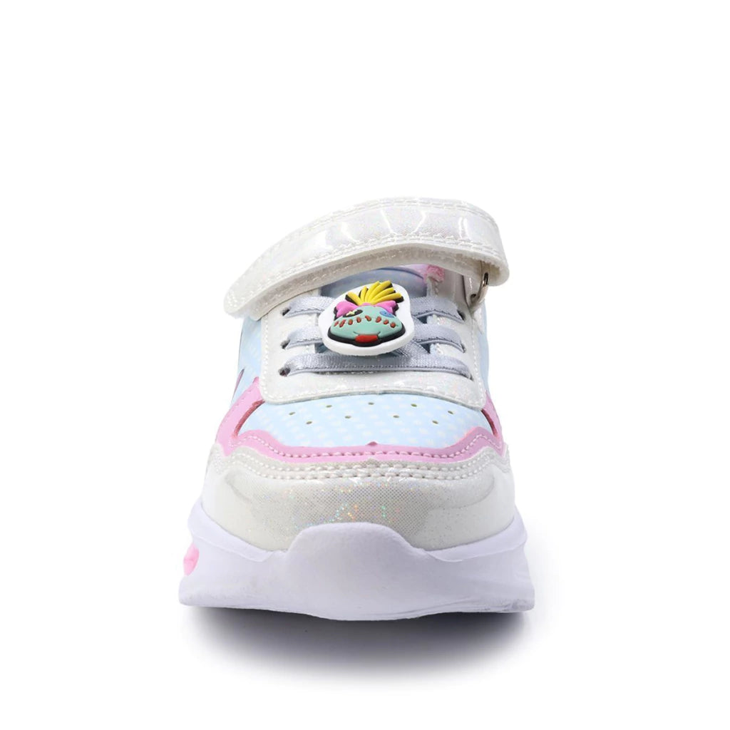 Tenis Bubble Gummers Stitch Niña Bibiana Luces Blanco Rosa