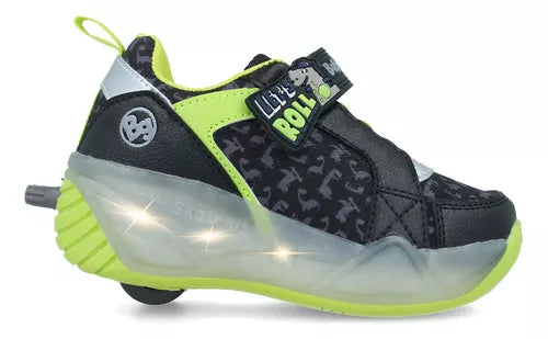 Tenis Patin Niño Bubble Gummers Stone Luces Led Negro Verde (17.0 -21.0)