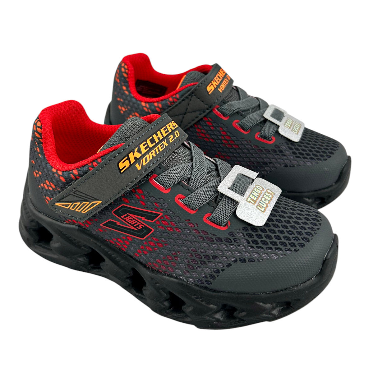 Tenis Skechers Niño 400602n Luces Ligeros Gris Multi 11-16