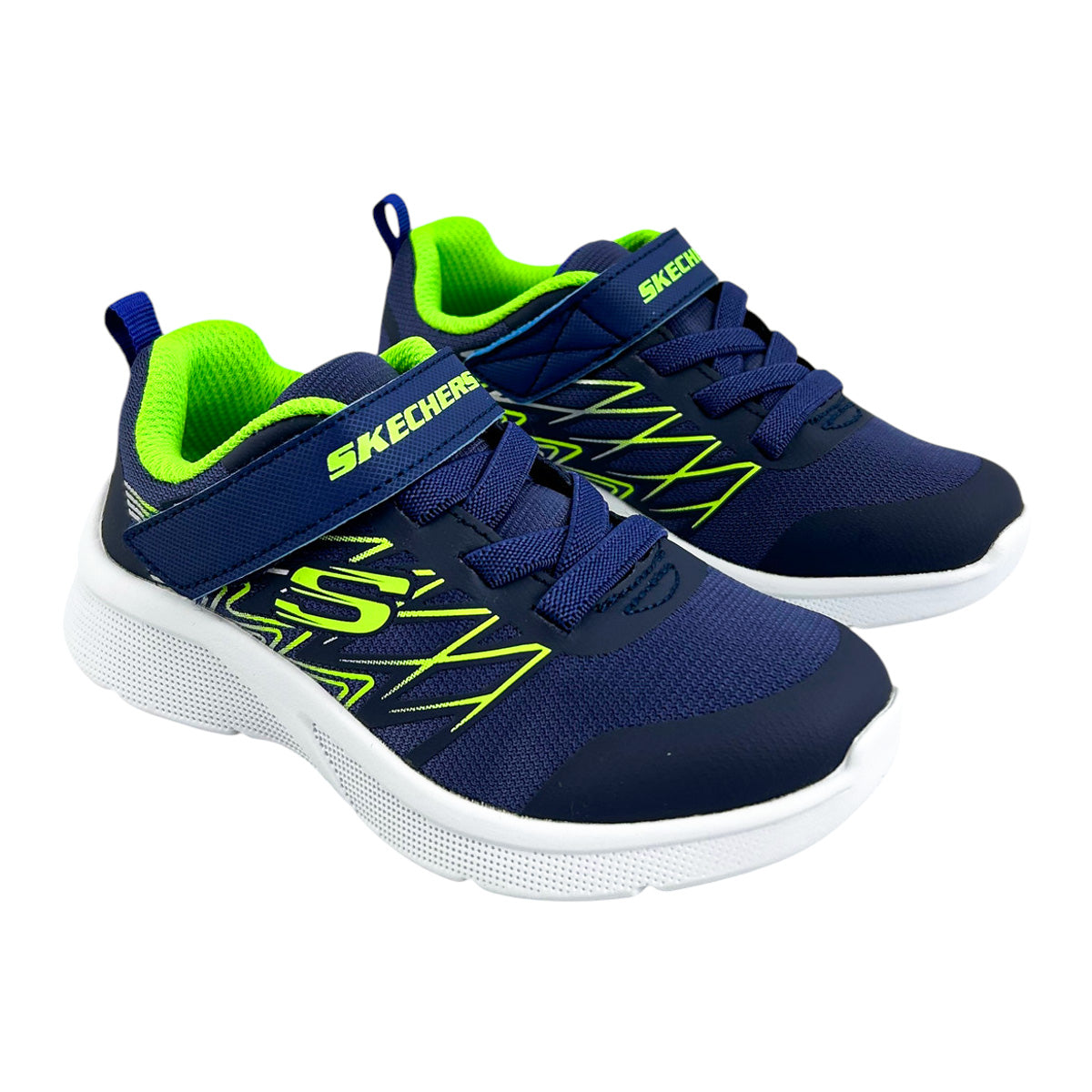 Tenis Skechers Niño 403770n Ligeros Marino Limón 12-16