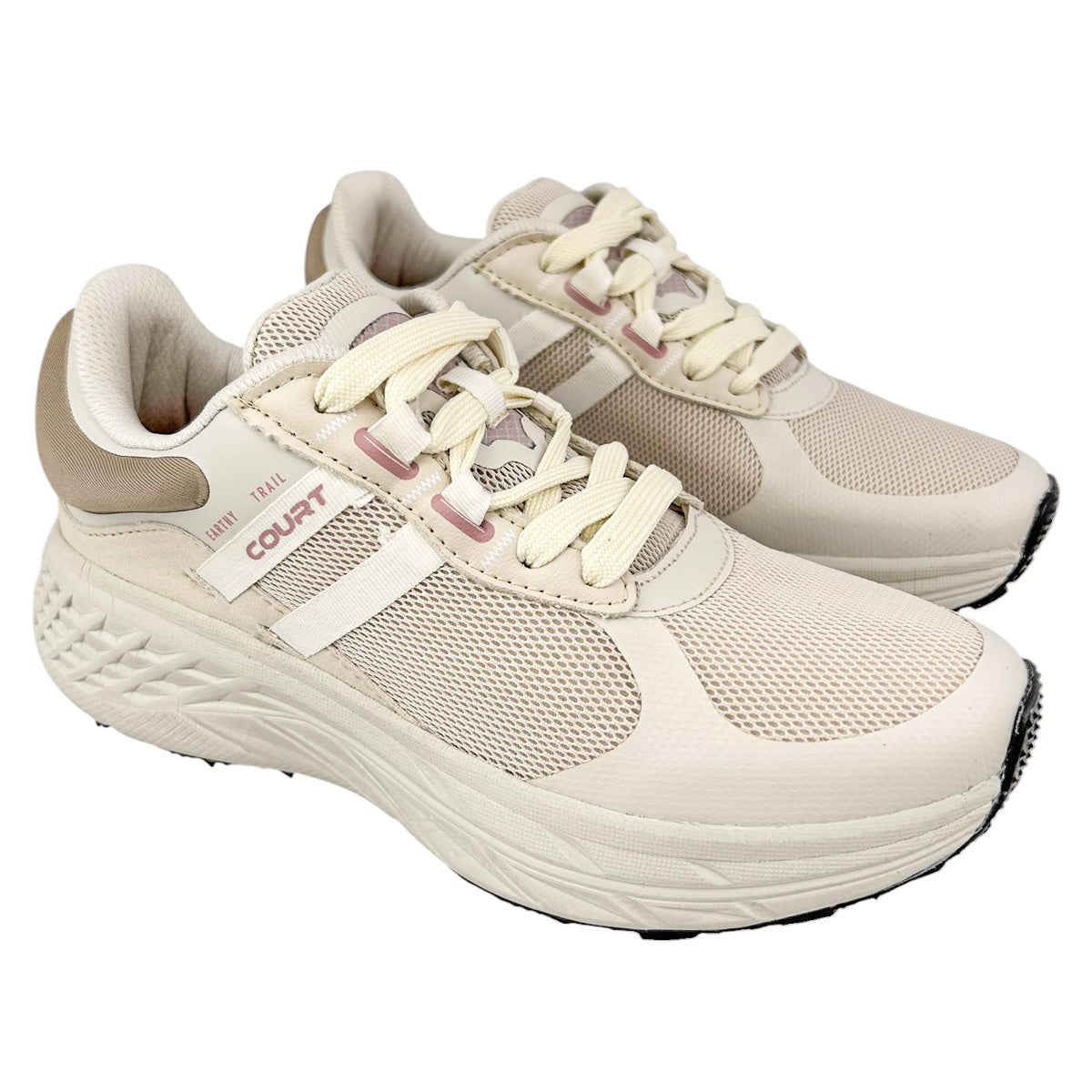 Tenis Trail Running Mujer Court Valy 7691j Ligeros Marfil