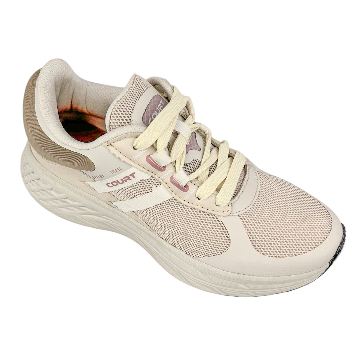 Tenis Trail Running Mujer Court Valy 7691j Ligeros Marfil