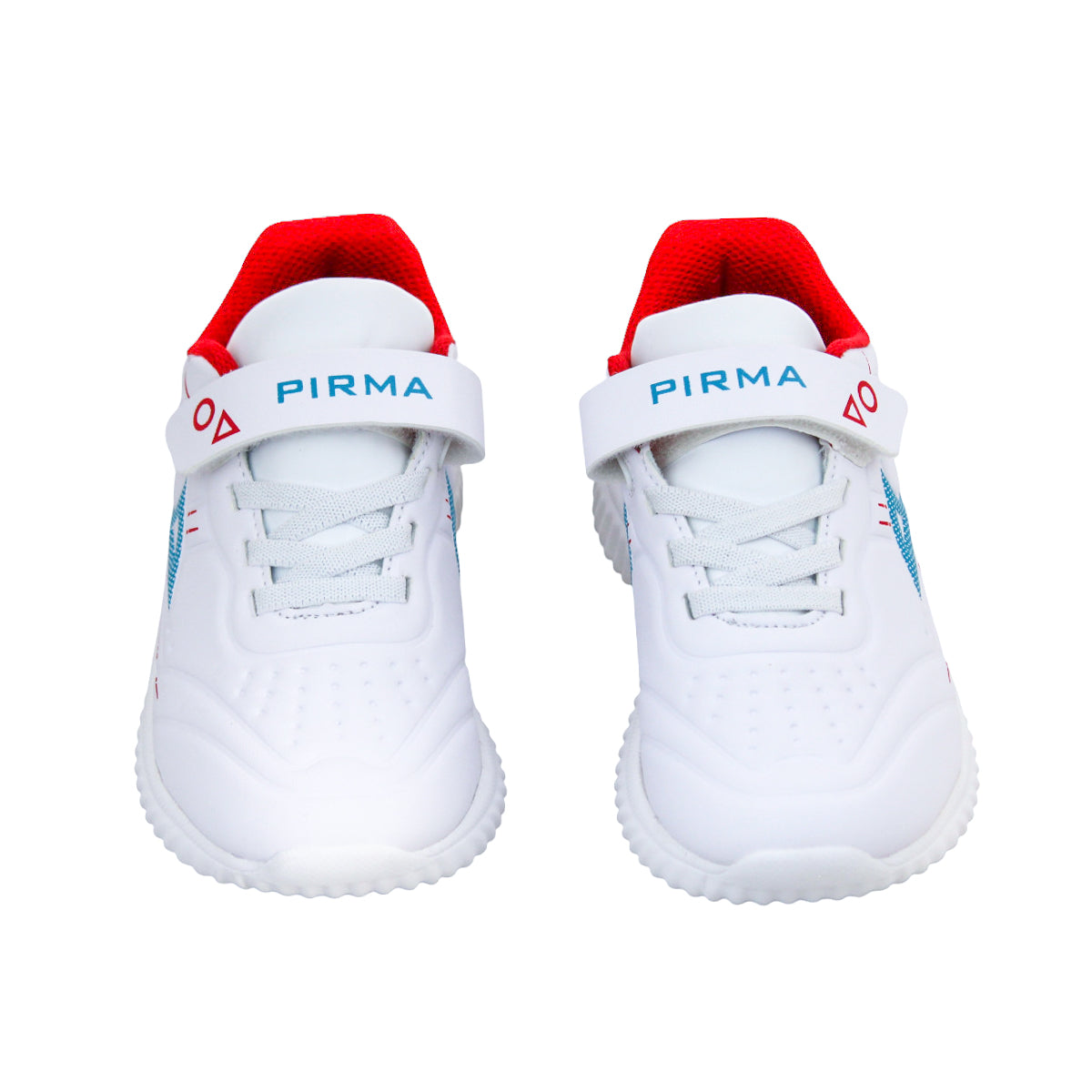 Tenis Escolares Niño Pirma 8519 Contactel Blanco Azul Rojo 18 A 21.5