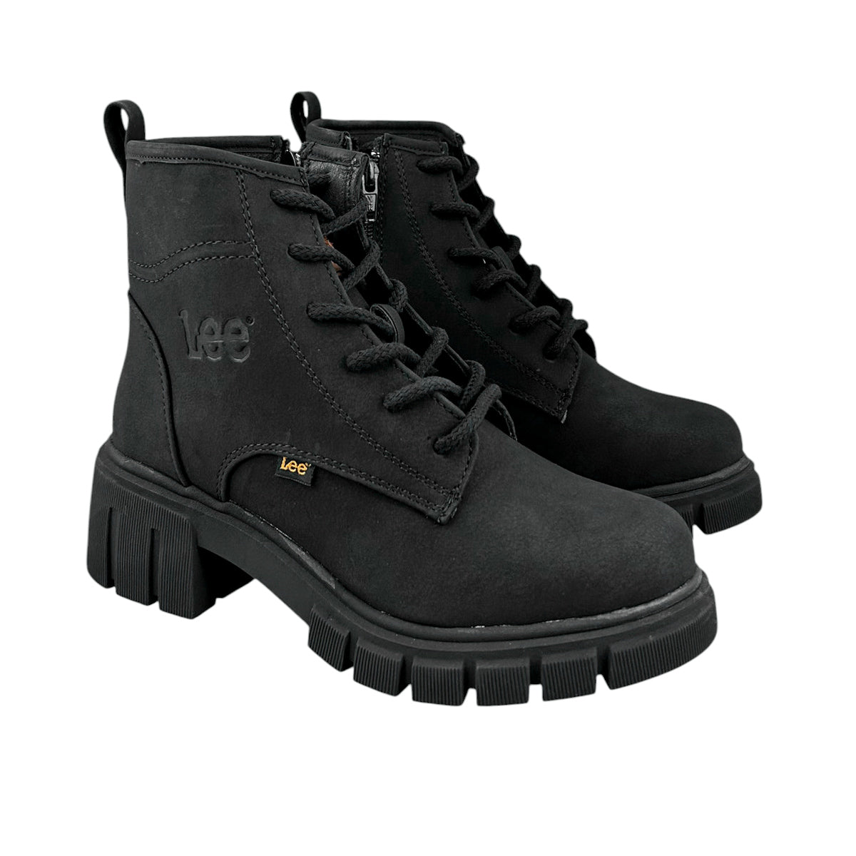 Botas Lee Mujer Le6450 Plataforma Tacón Negras Urbanas