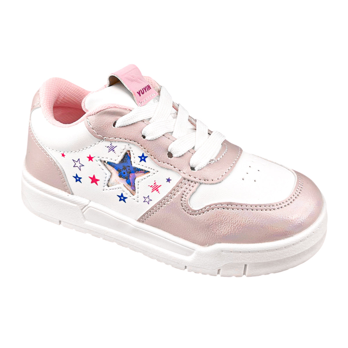 Tenis Yuyin Niña 26564 Con Luces Rosa Metálico 15-17.5