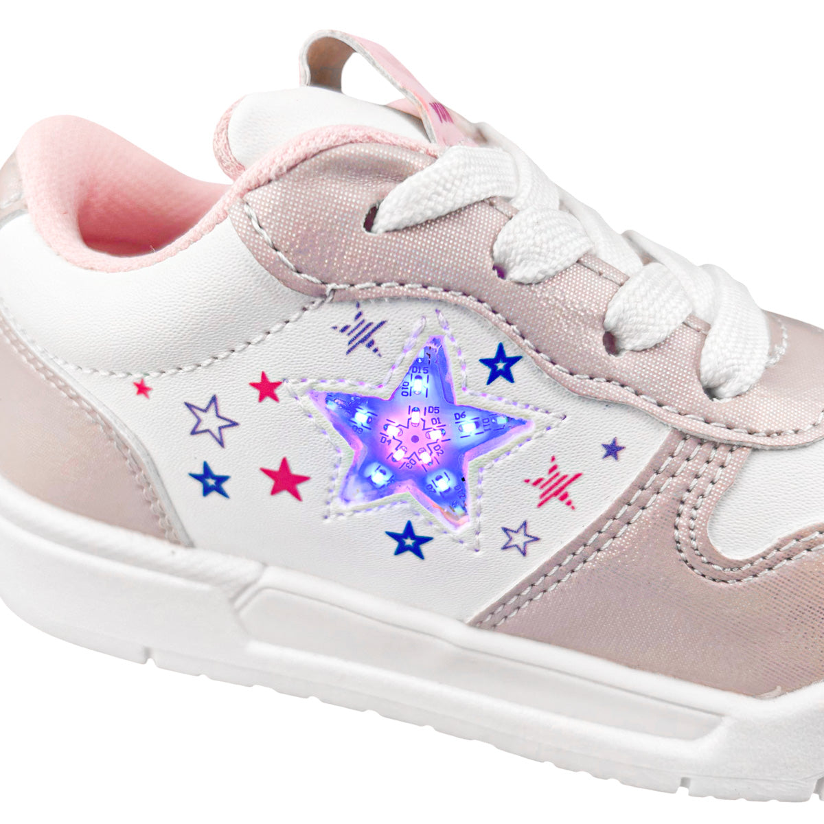 Tenis Yuyin Niña 26564 Con Luces Rosa Metálico 15-17.5