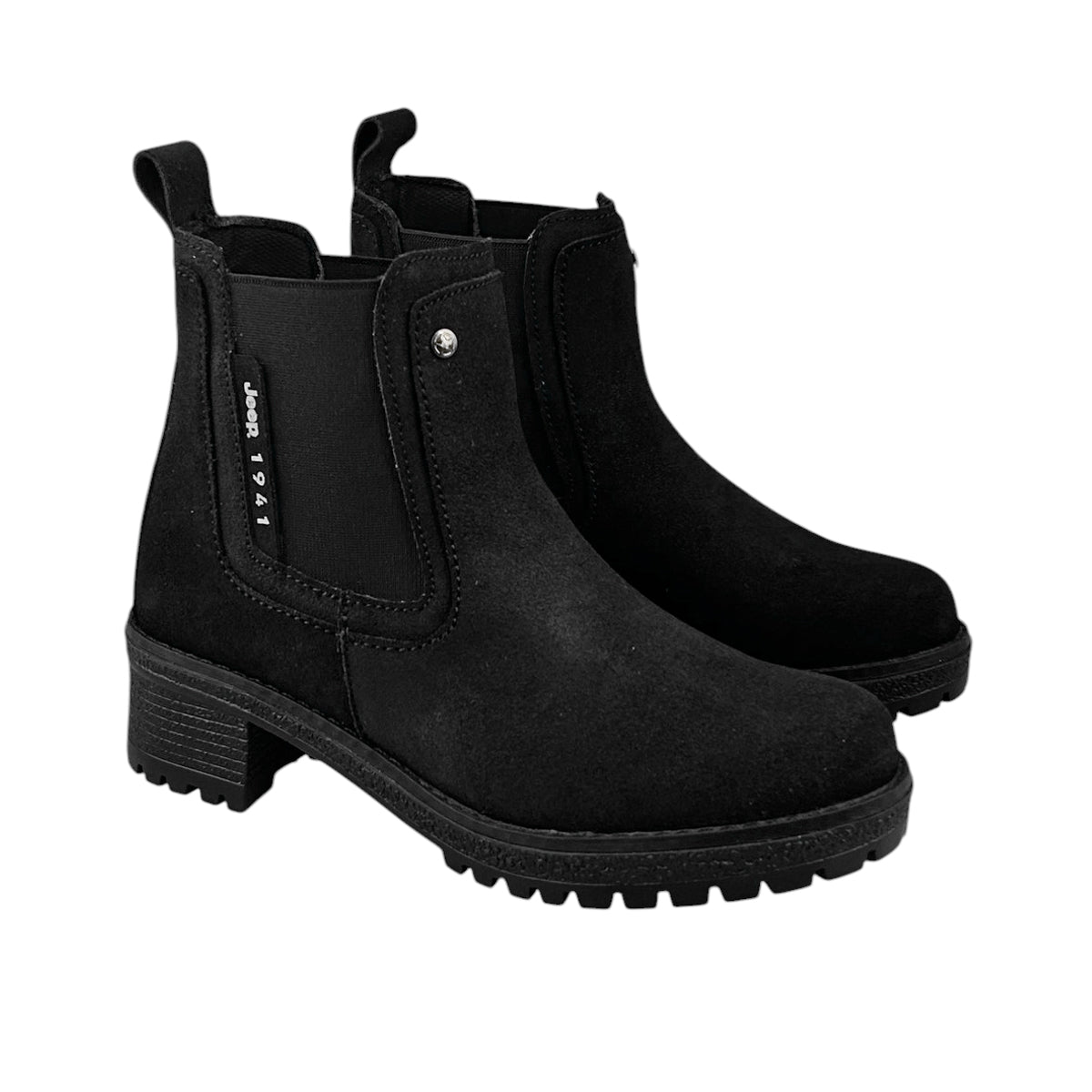 Botas Jeep Mujer 19060 Chelsea Piel Gamuza Negro Tacón
