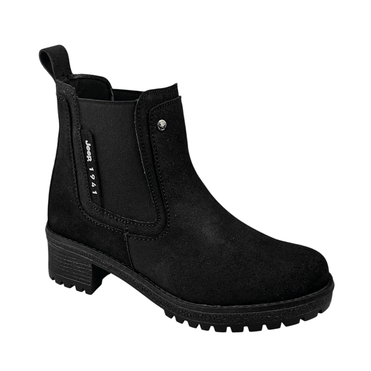 Botas Jeep Mujer 19060 Chelsea Piel Gamuza Negro Tacón