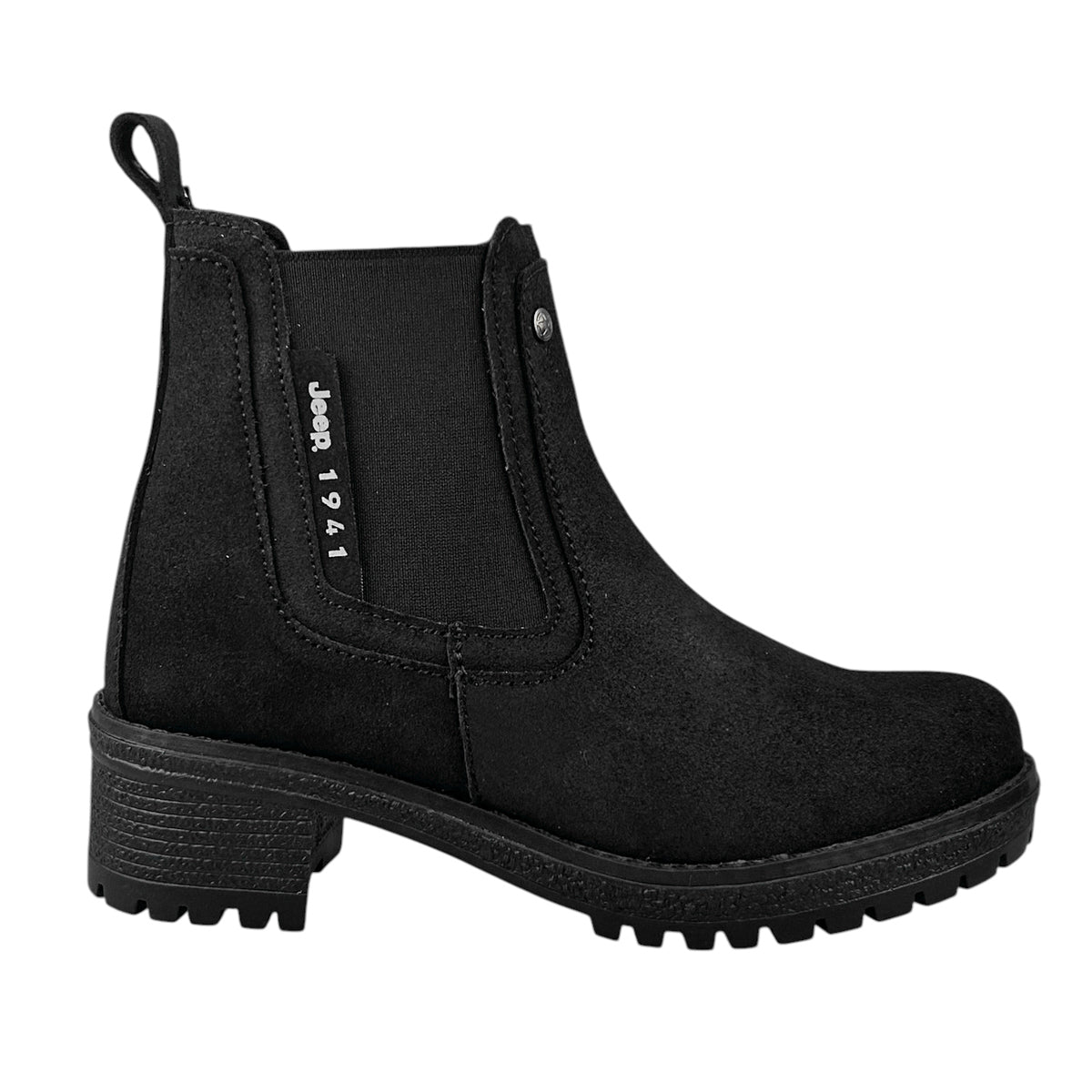 Botas Jeep Mujer 19060 Chelsea Piel Gamuza Negro Tacón