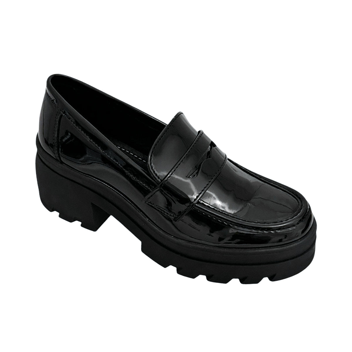 Mocasines Greenlove Mujer 96370 Charol Negro Plataforma