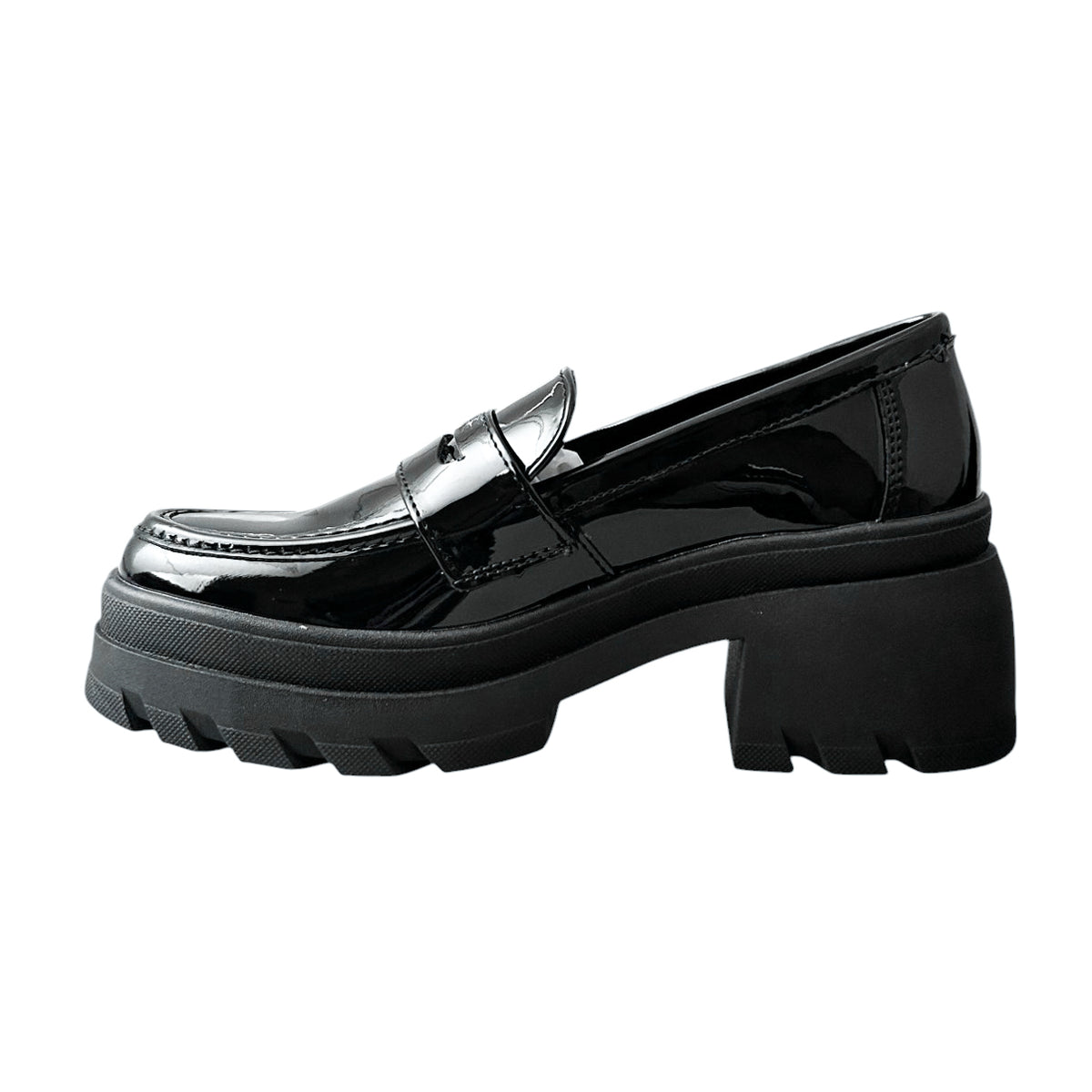 Mocasines Greenlove Mujer 96370 Charol Negro Plataforma