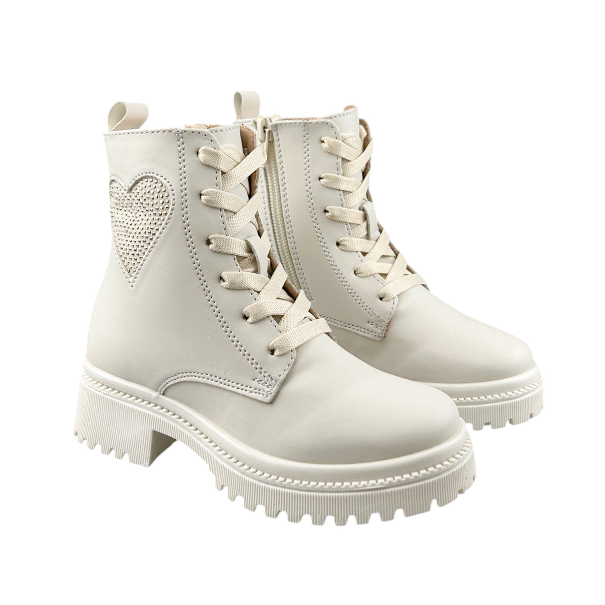 Botas Yuyin Niña 25571 Corazón Latte Cierre Agujetas 18-21
