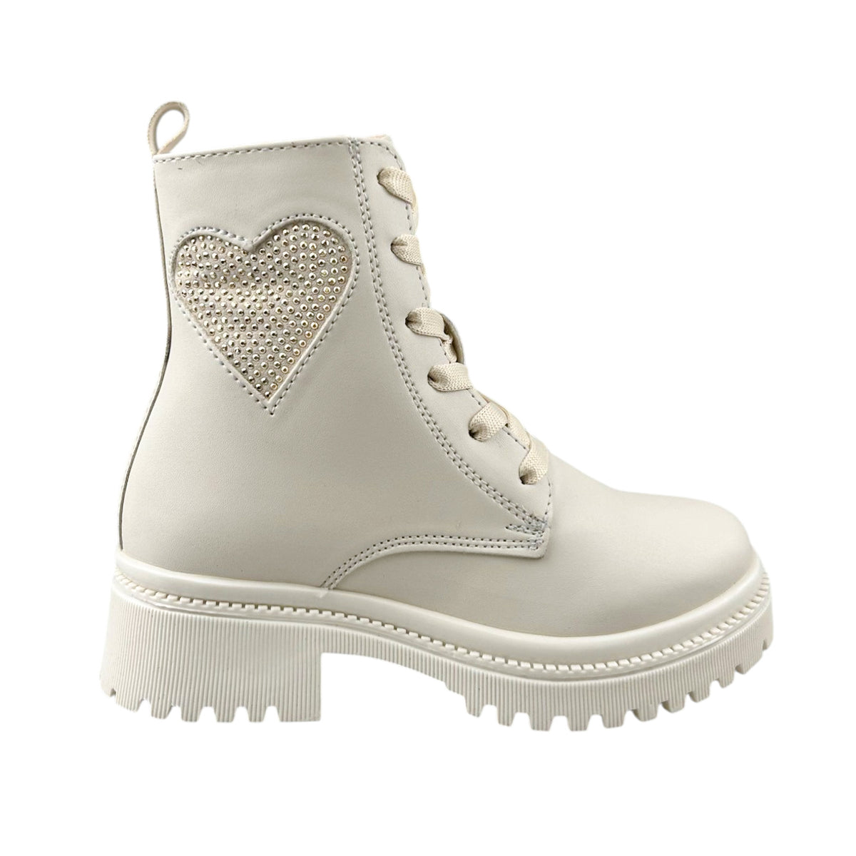 Botas Yuyin Niña 25571 Corazón Latte Cierre Agujetas 18-21
