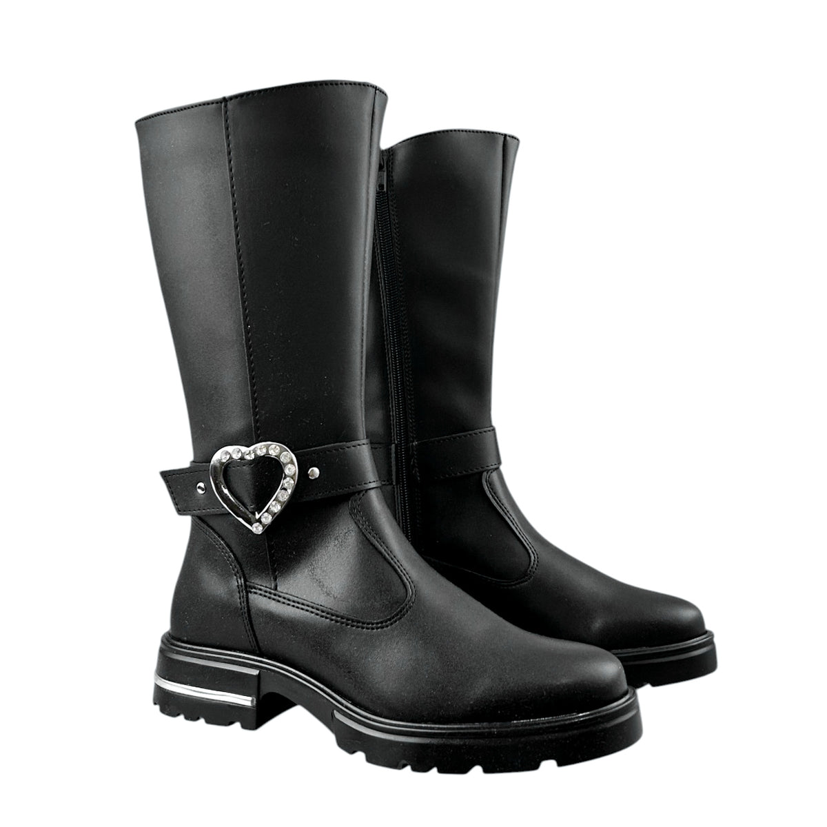 Botas Yuyin Niña 26671 Negras Corazón Cierre 18-21
