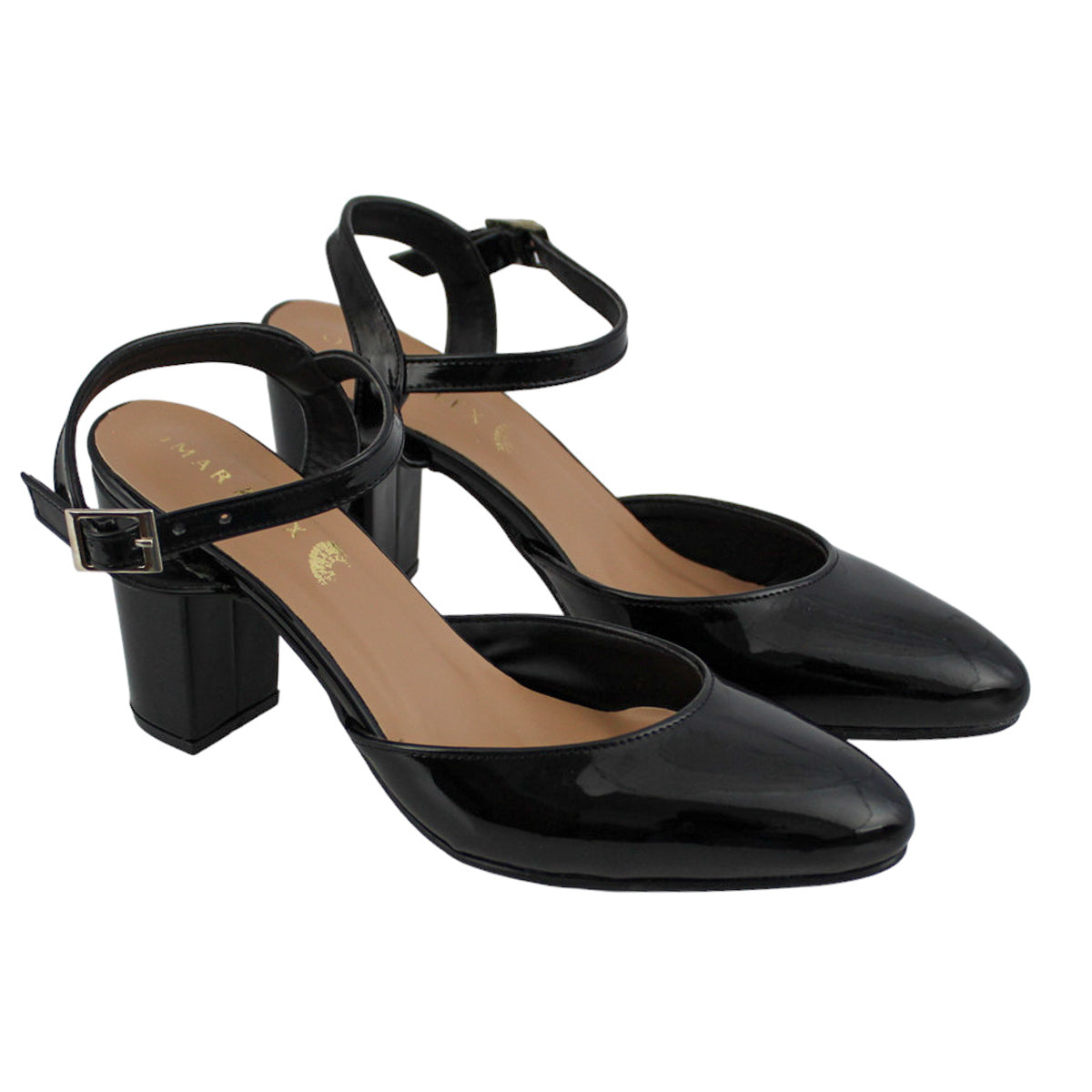 Zapatillas Vestir Mujer Omar Alex 970 Tacón Charol Negro