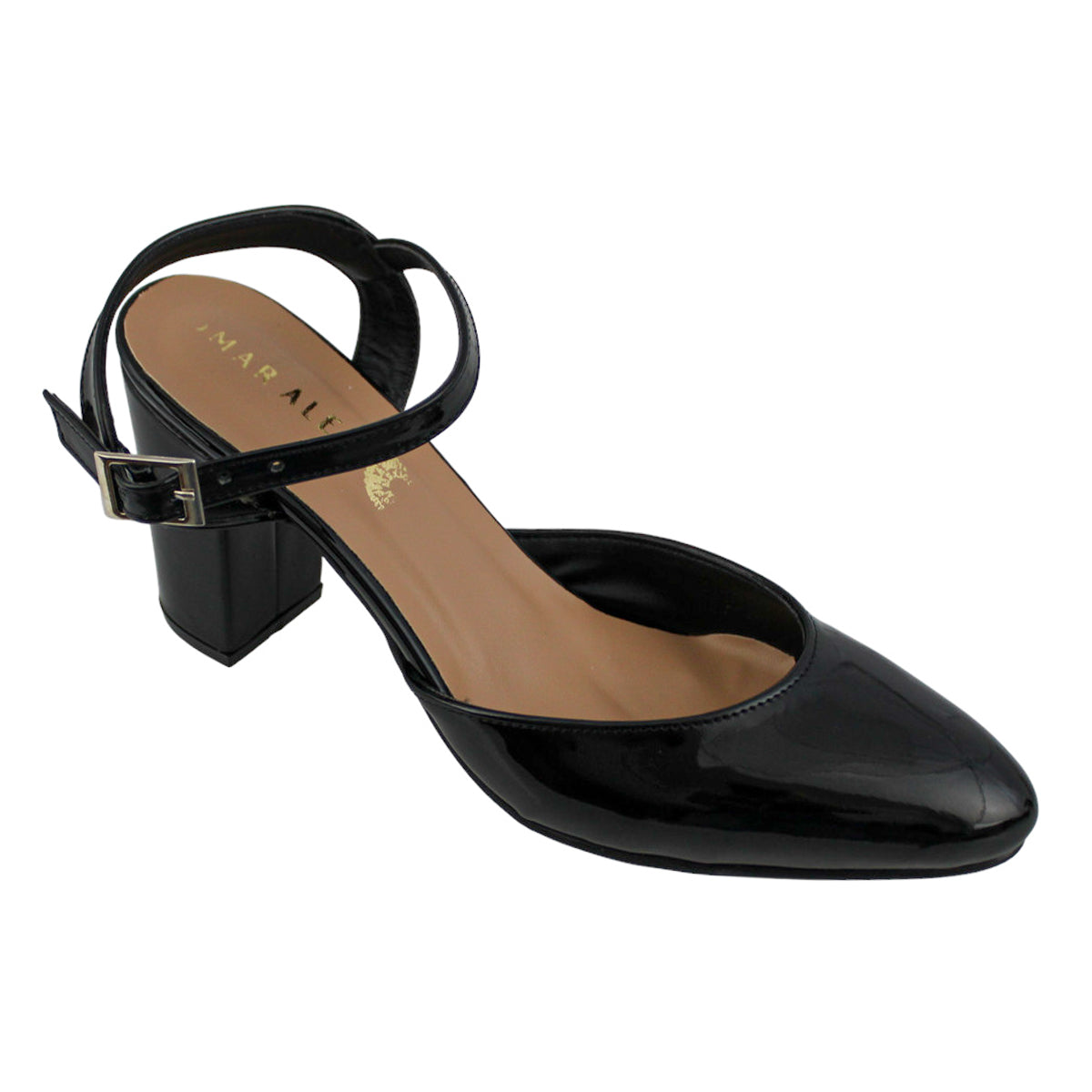 Zapatillas Vestir Mujer Omar Alex 970 Tacón Charol Negro