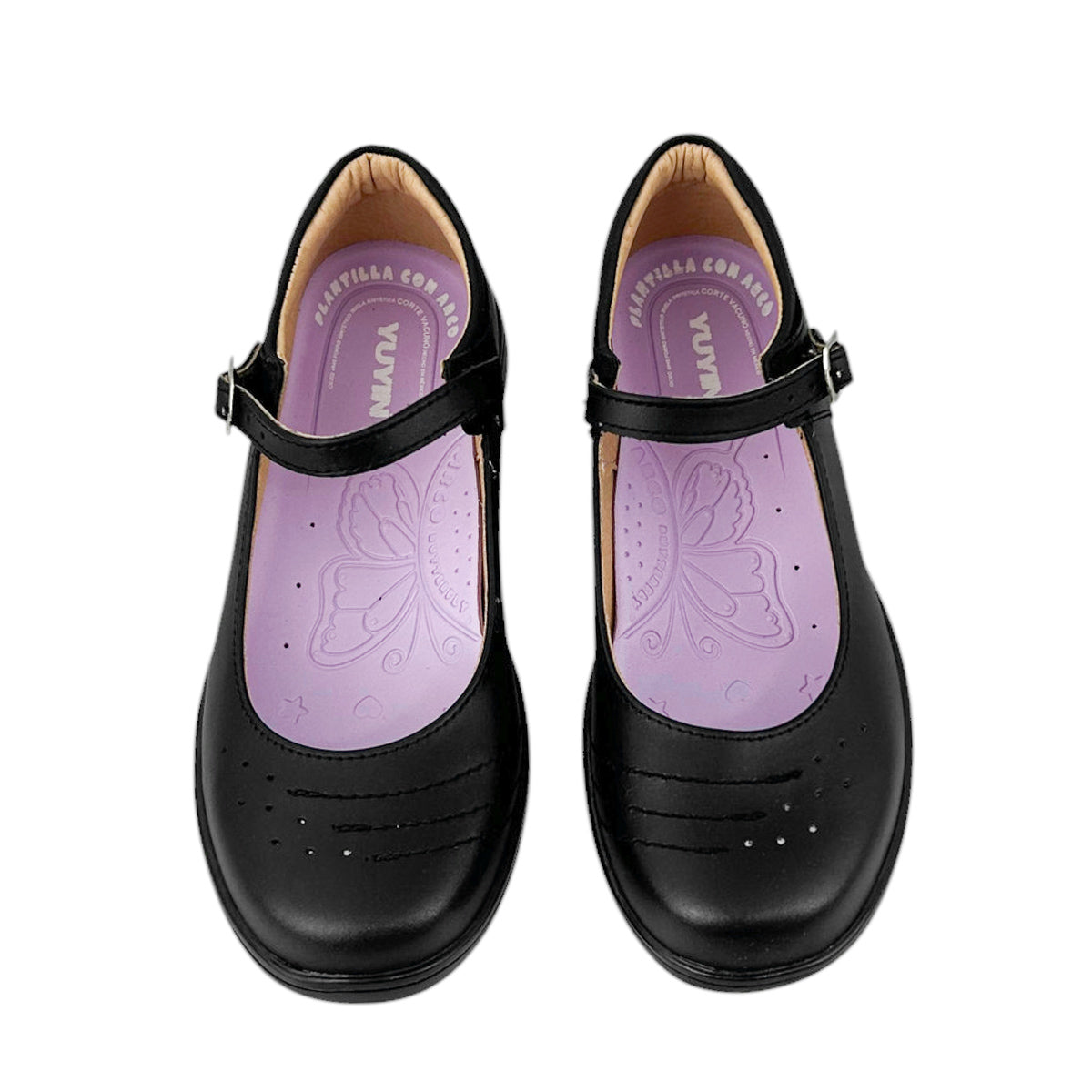 Zapato Escolar Niña Yuyin 25470 Flats Piel Negro 18-21