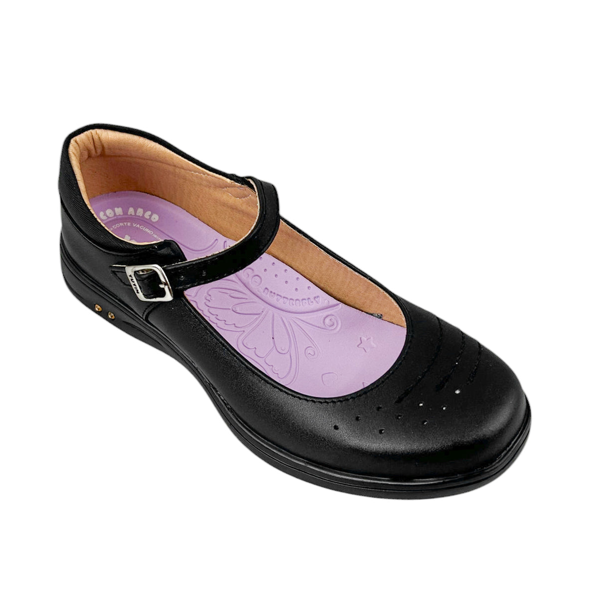 Zapato Escolar Niña Yuyin 25470 Flats Piel Negro 18-21