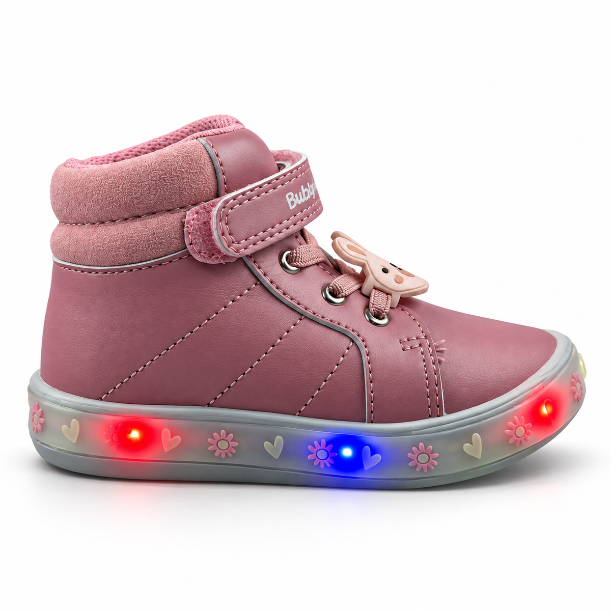 Tenis Bubble Gummers Niña Carla I Luces Rosa Blanco 14-17