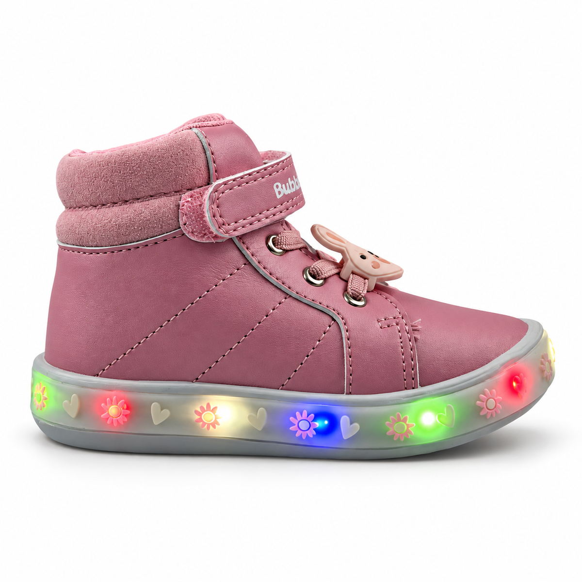 Tenis Bubble Gummers Niña Carla I Luces Rosa Blanco 14-17