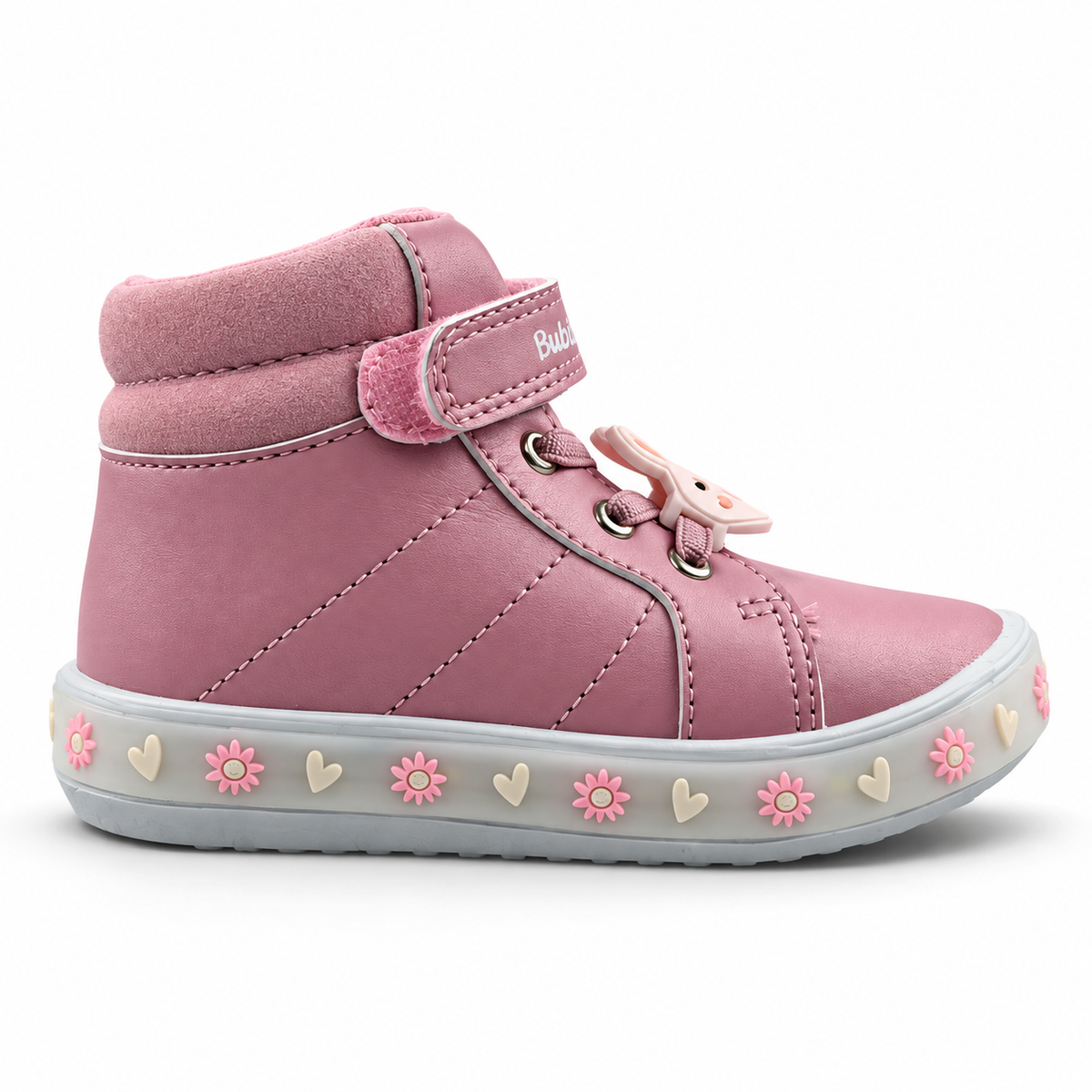 Tenis Bubble Gummers Niña Carla I Luces Rosa Blanco 14-17