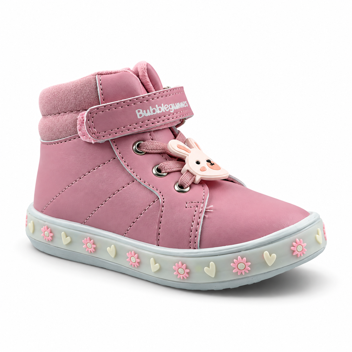 Tenis Bubble Gummers Niña Carla I Luces Rosa Blanco 14-17