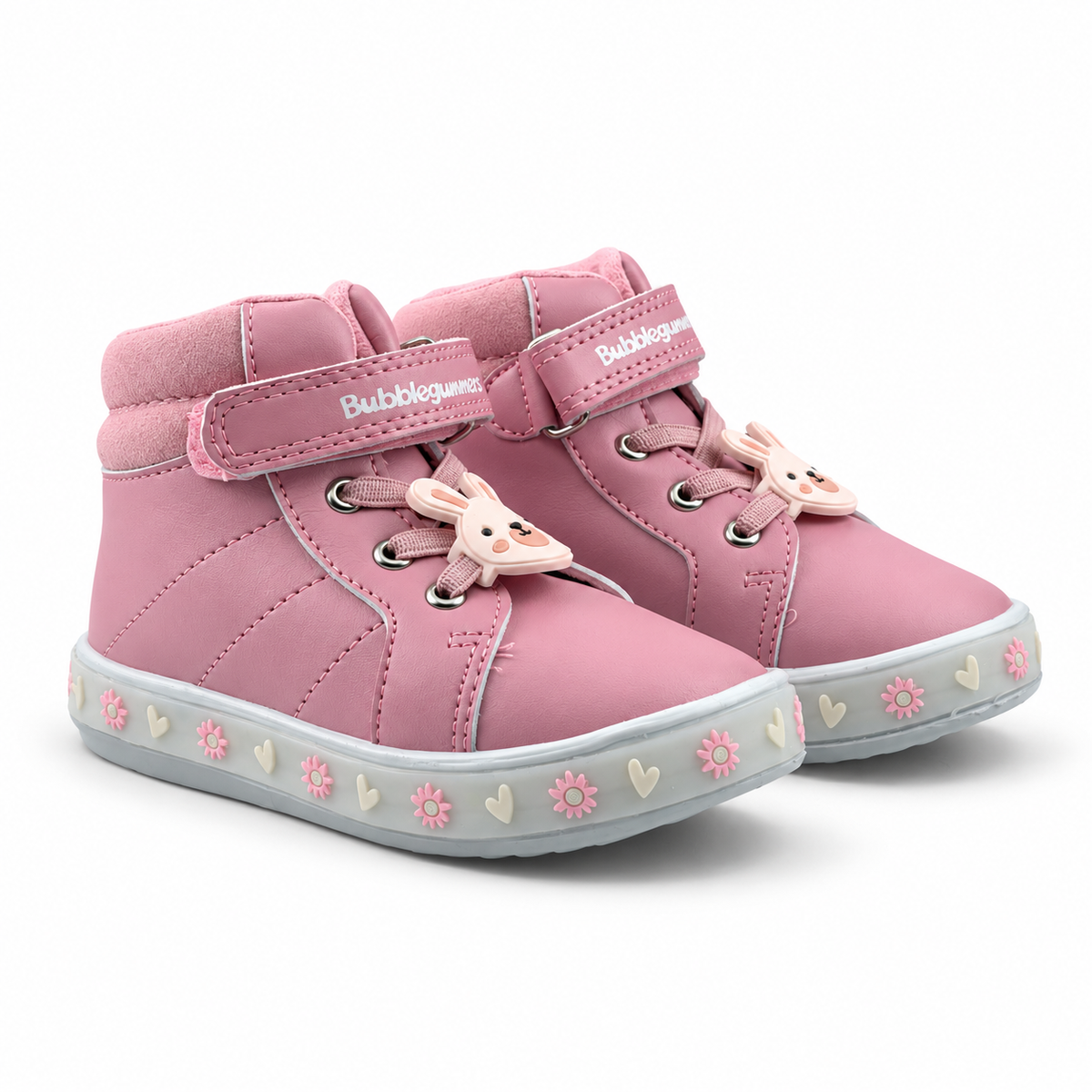 Tenis Bubble Gummers Niña Carla I Luces Rosa Blanco 14-17