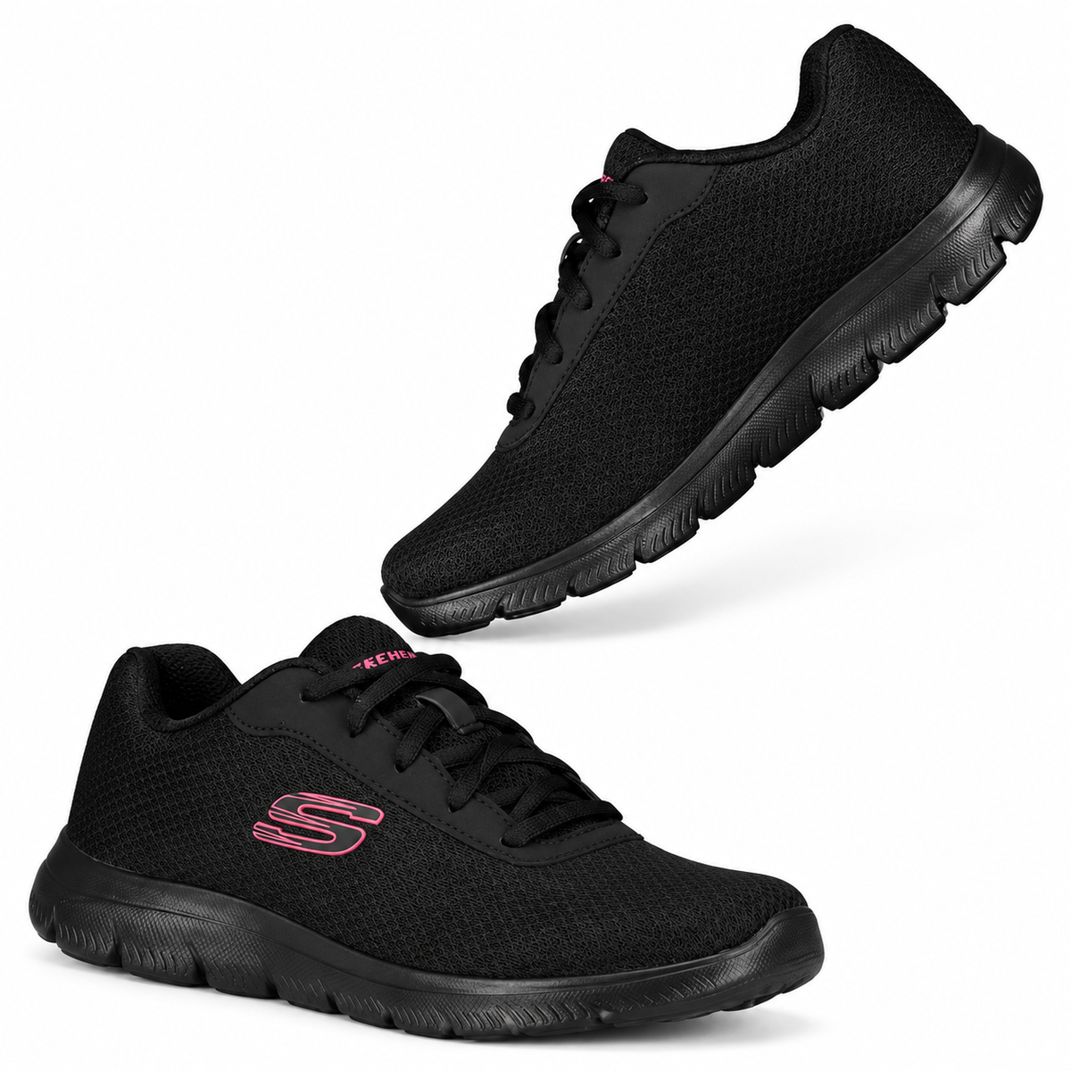 Tenis Skechers Mujer 21009mx Bkpk Memory Foam Negro Rosa