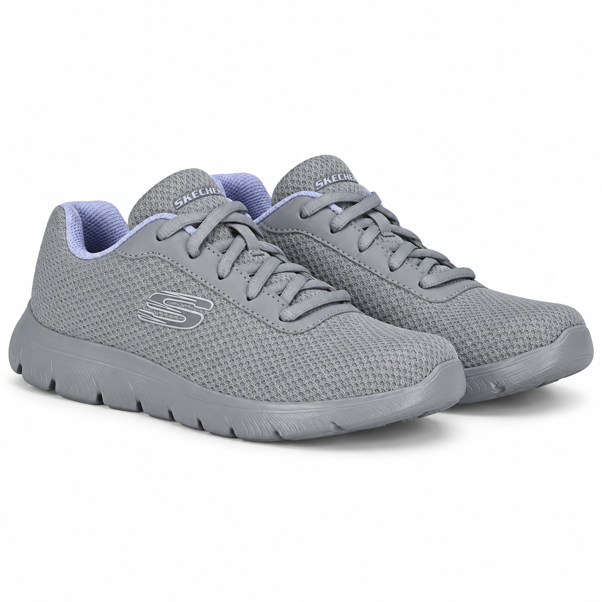 Tenis Skechers Mujer 21009mx Gybl Memory Foam Gris Azul