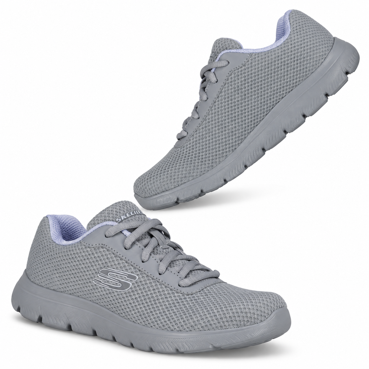 Tenis Skechers Mujer 21009mx Gybl Memory Foam Gris Azul