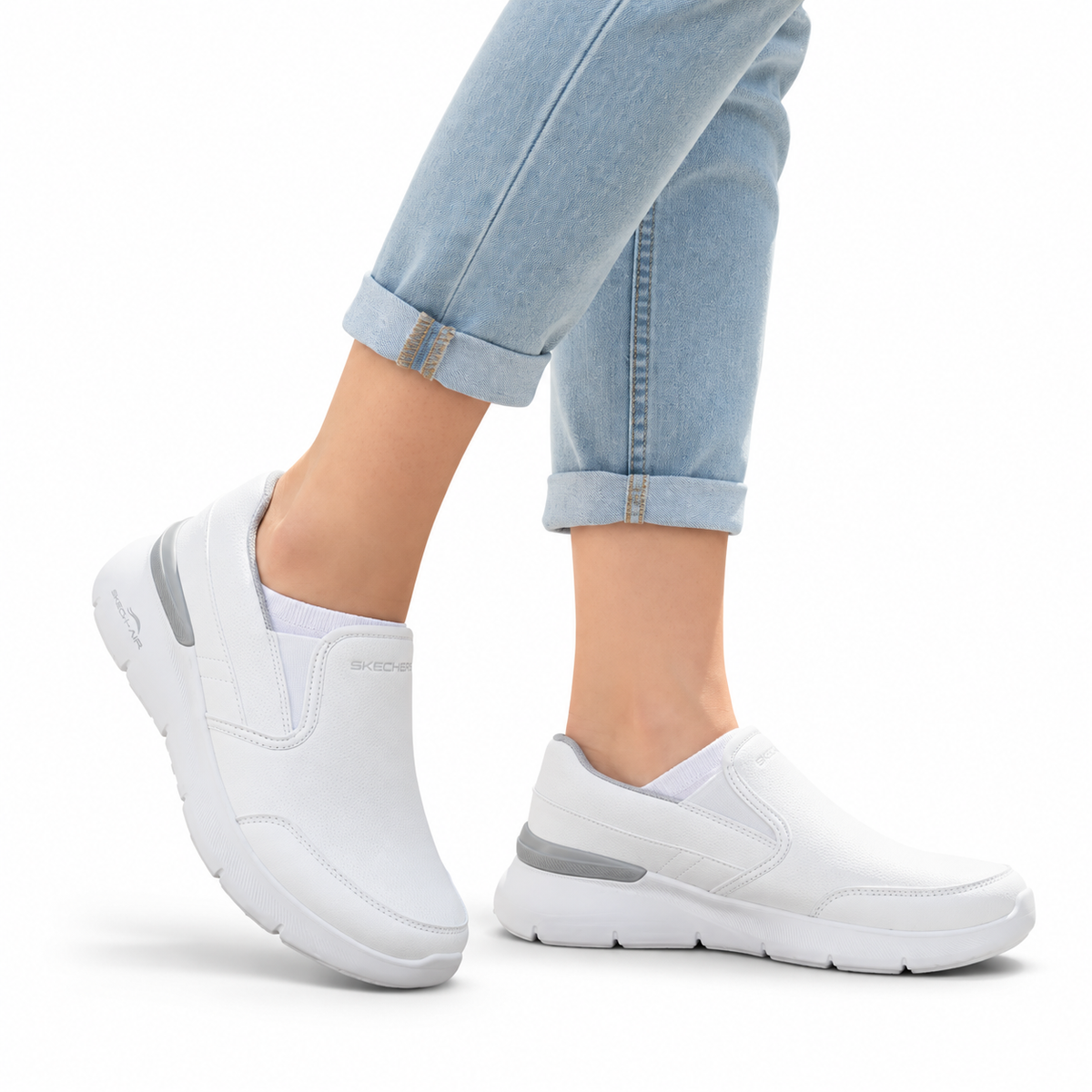 Tenis Skechers Mujer 21015mx Wht Slip On Skech-air Blancos