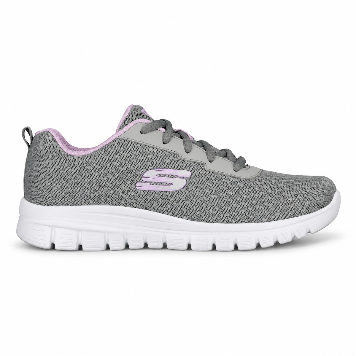 Tenis Skechers Mujer 896028 Gylv Memory Foam Gris Lavanda