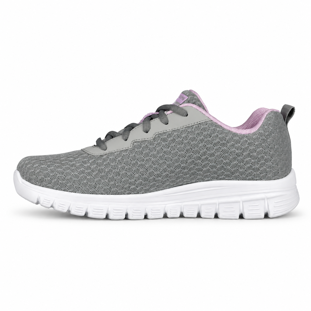 Tenis Skechers Mujer 896028 Gylv Memory Foam Gris Lavanda