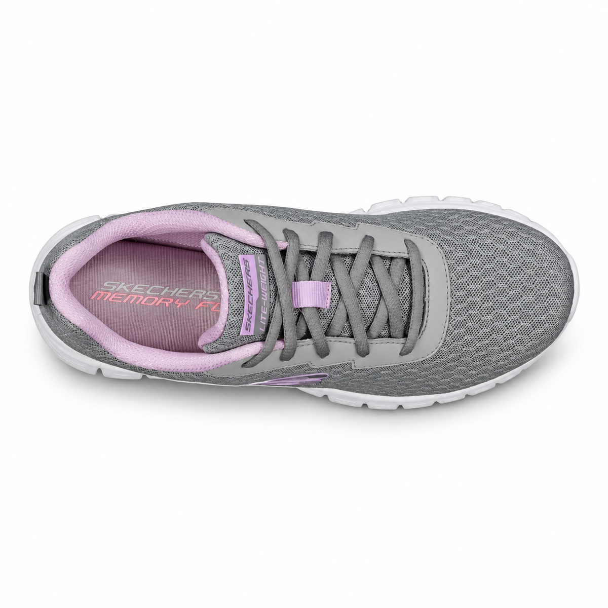 Tenis Skechers Mujer 896028 Gylv Memory Foam Gris Lavanda