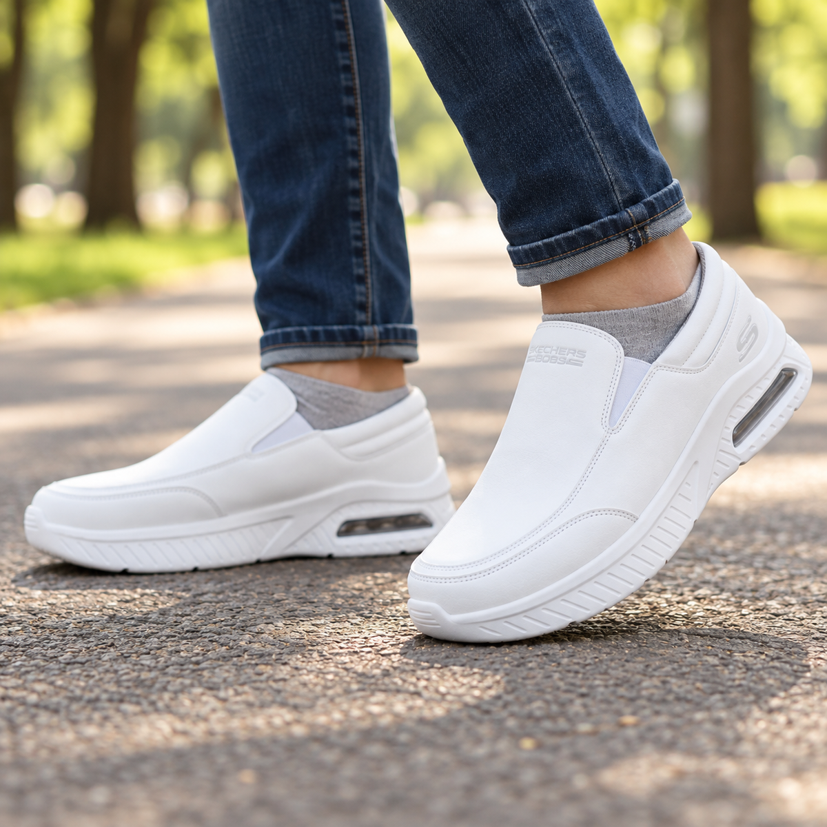 Tenis Skechers Mujer 21015mx Wht Slip On Skech-air Blancos