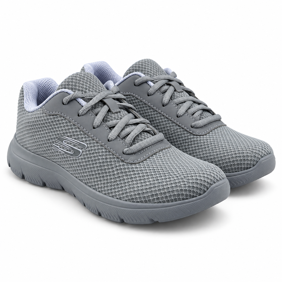 Tenis Skechers Mujer 21009mx Gybl Memory Foam Gris Azul