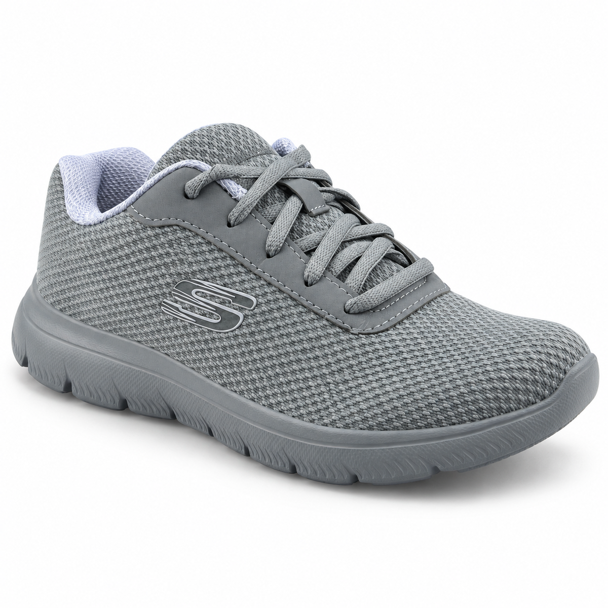 Tenis Skechers Mujer 21009mx Gybl Memory Foam Gris Azul