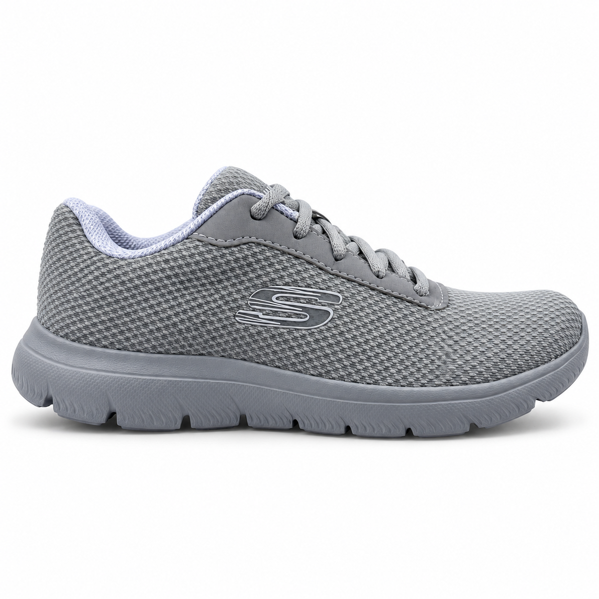Tenis Skechers Mujer 21009mx Gybl Memory Foam Gris Azul