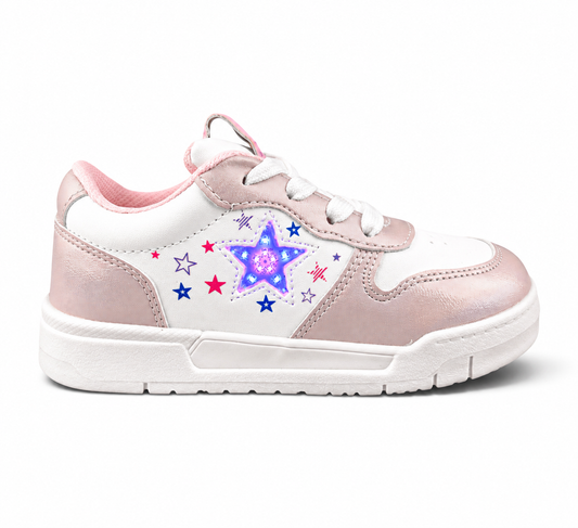 Tenis Yuyin Niña 26564 Con Luces Rosa Metálico 15-17.5