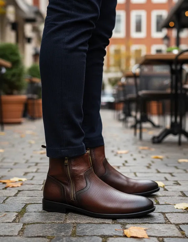Botines Vestir Hombre Christian Gallery 7503-1l Piel Caoba