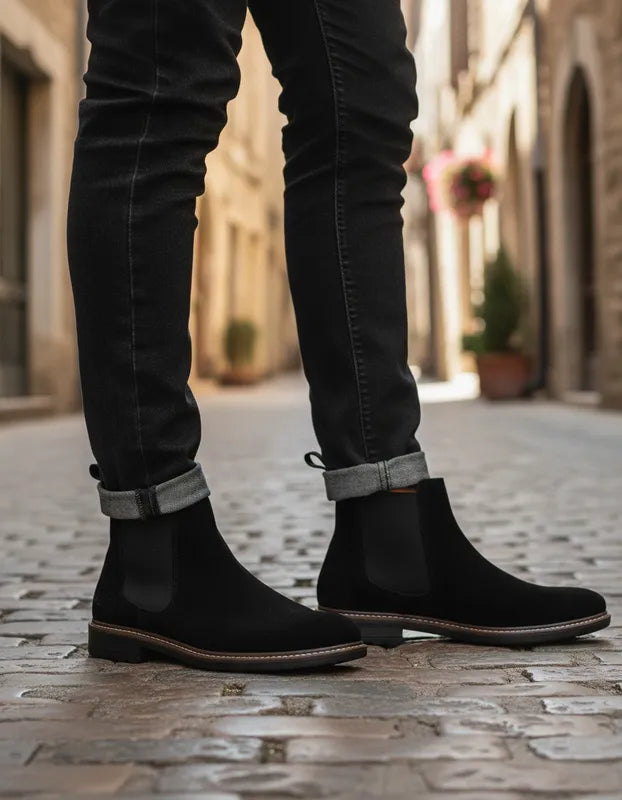 Botines Chelsea Hombre Jeep Je1300 Casuales Gamuza Negro