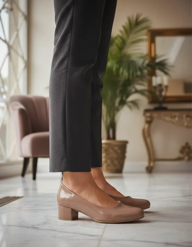 Zapatilla Vestir Mujer Omar Alex 400 Tacón Bajo Charol