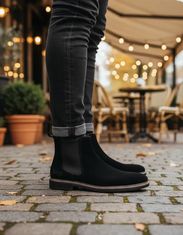Botines Chelsea Hombre Jeep Je1300 Casuales Gamuza Negro