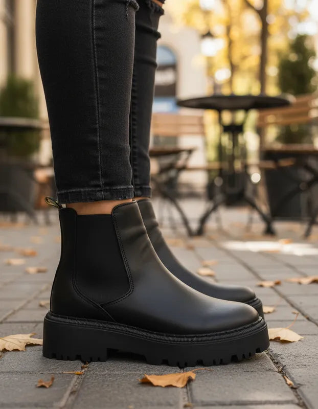 Botines Mujer Lee Le5750 Plataforma Urbanos Chelsea Negros