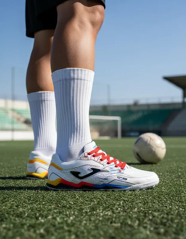 Tenis Fútbol Rápido Hombre Joma Fsw2476tf Turf Blanco Rojo