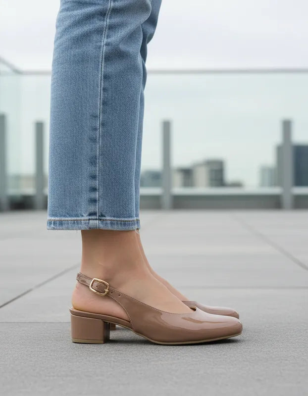 Zapatillas Vestir Mujer Omar Alex 420 Tacón Bajo Charol
